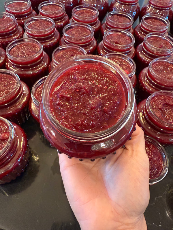 Fresh cranberry salsa batch