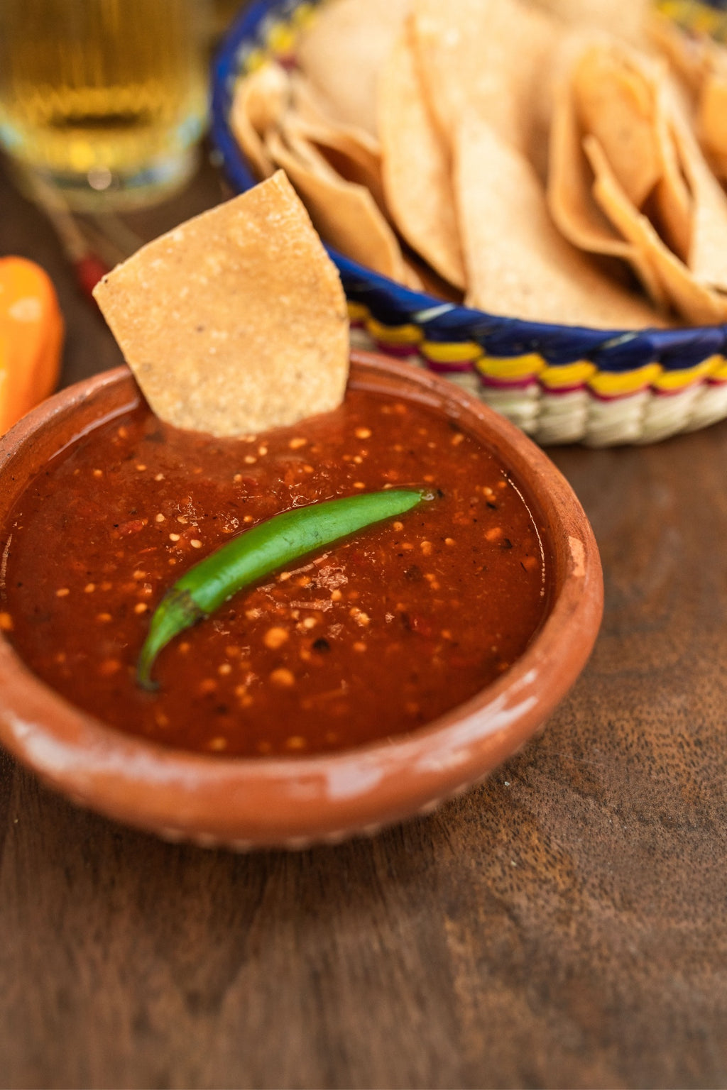 Serving suggestion — CHARRO'S red salsa with fresh totopos